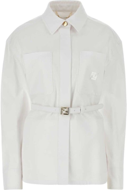 Fendi Coats & Jackets for Women Fendi Belted Collared Jacket