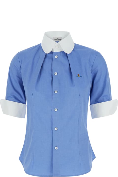 Vivienne Westwood Topwear for Women Vivienne Westwood Light Blue Shirt With Stand Up Collar In Cotton Woman