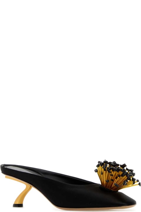 Ferragamo Black Satin Safi Mules