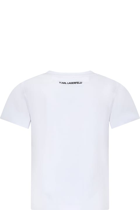 Karl Lagerfeld Kids T-Shirts & Polo Shirts for Girls Karl Lagerfeld Kids White T-shirt For Girl With Karl Writing