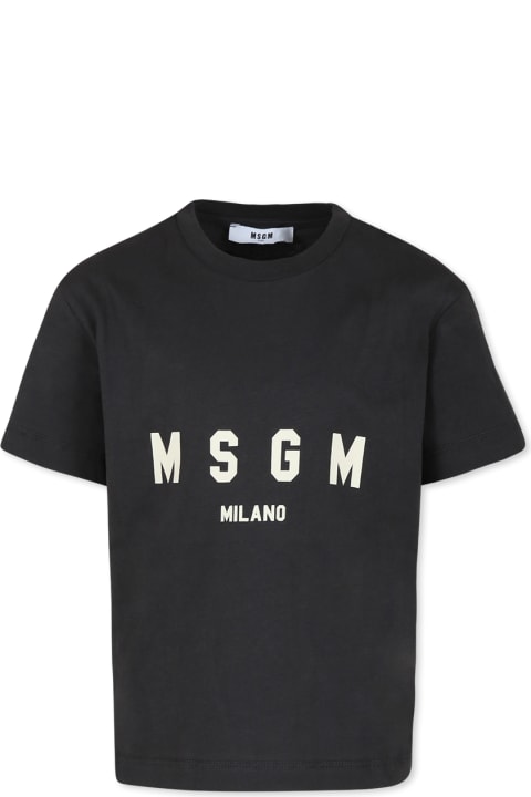 MSGM T-Shirts & Polo Shirts for Boys MSGM Black T-shirt For Kids With Logo