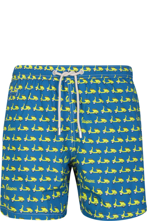 MC2 Saint Barth Swimwear for Men MC2 Saint Barth Light Blue/yellow Vespa Print Swim Shorts