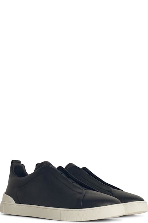 Zegna Sneakers for Men Zegna 'triple' Blue Leather Sneakers