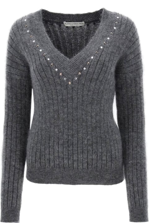 Fashion for Women Alessandra Rich Wool Knit Sweater With Studs And Crystals