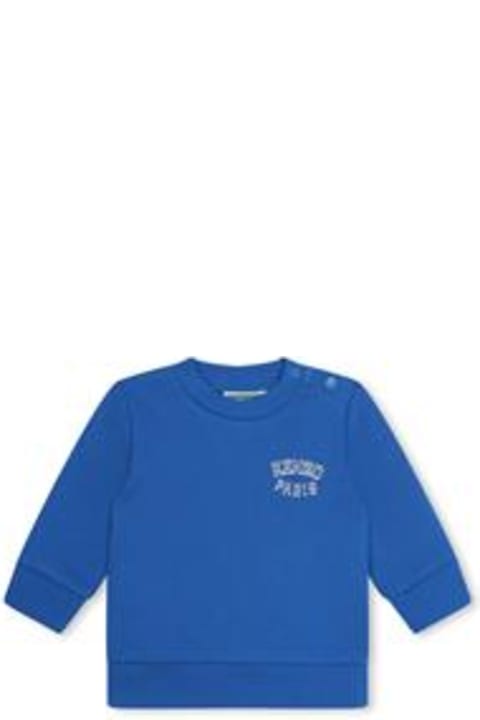 Topwear for Baby Boys Kenzo Kids Blue Sweatshirt For Baby Boy With Tiger Logo