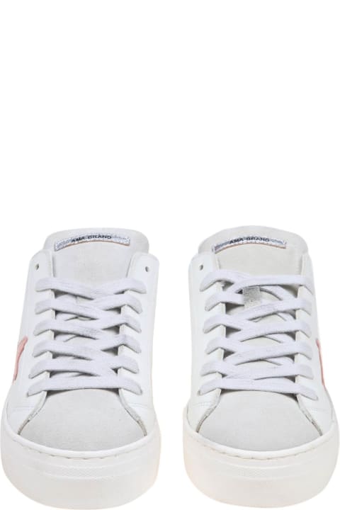 AMA-BRAND Wedges for Women AMA-BRAND White And Pink Leather Sneakers