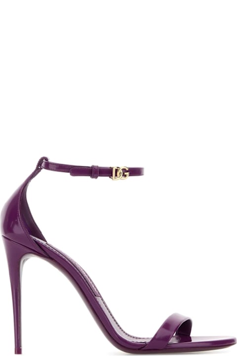 Dolce & Gabbana Purple Leather Keira Sandals