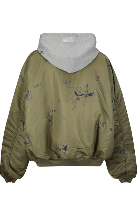 Fashion for Women VETEMENTS Scribbled Hooded Bomber Jacket