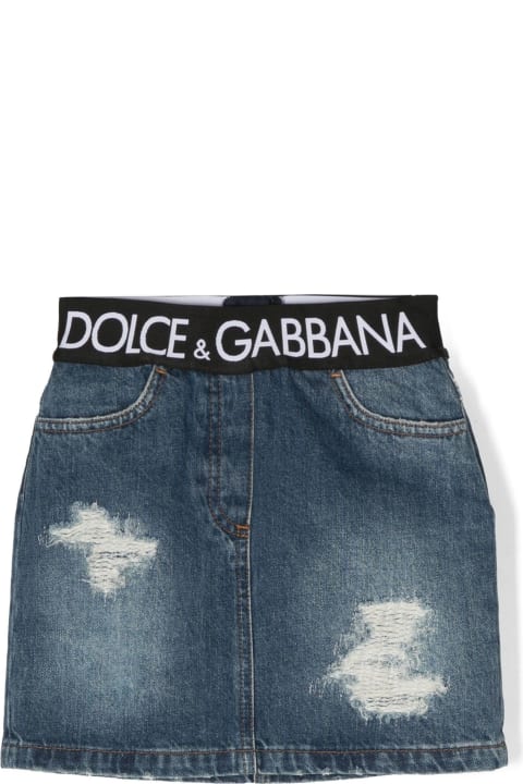 Dolce & Gabbana Bottoms for Girls Dolce & Gabbana Blue Cotton Skirt