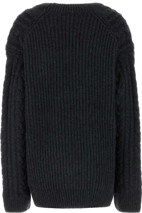 Cecilie Bahnsen Clothing for Women Cecilie Bahnsen Charcoal Wool Oversize Alia Sweater