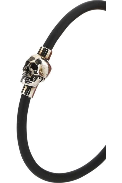 メンズ Alexander McQueenのブレスレット Alexander McQueen Black Rubber Bracelet