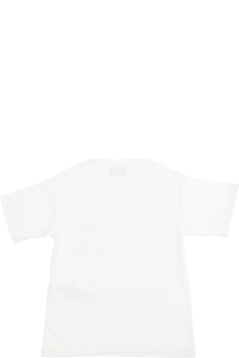 Emporio Armani T-Shirts & Polo Shirts for Women Emporio Armani White Crewneck T-shirt With Logo Embroidery On The Pocket In Cotton Stretch Boy