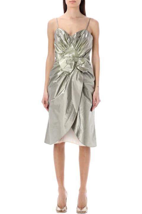 Gathered Bow Midi Dress