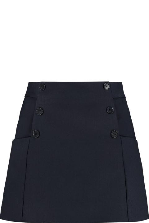 Parosh Leak Mini Skirt In Black Wool | italist