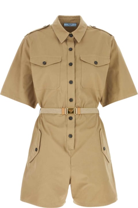 Jumpsuits for Women Prada Khaki Cotton Jumpsuit