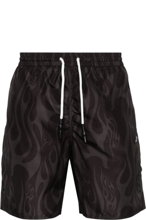 Vision of Super Swimwear for Men Vision of Super Black Swimwear With All-over Flames