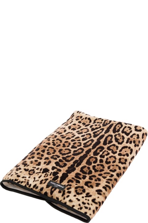 Dolce & Gabbana for Women Dolce & Gabbana Multicolor Bath Towel Wirh All-over Leopard Print In Cotton Dolce & Gabbana
