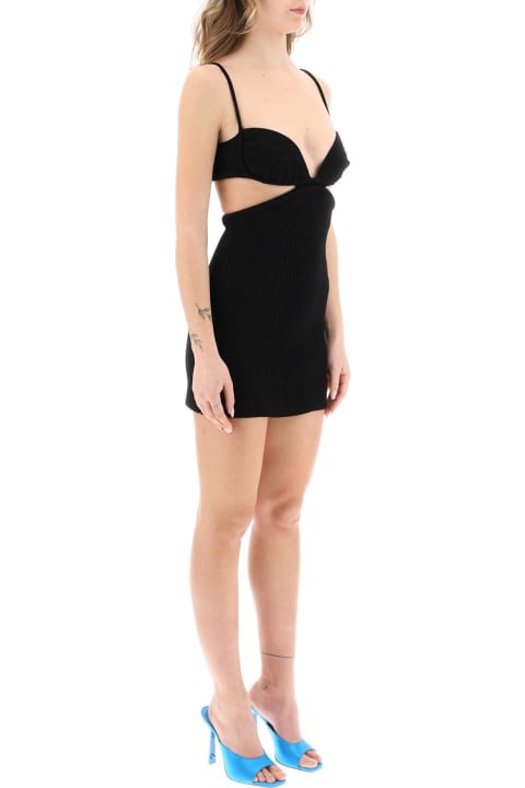 Homeware Off-White Black Viscose Blend Mini Dress