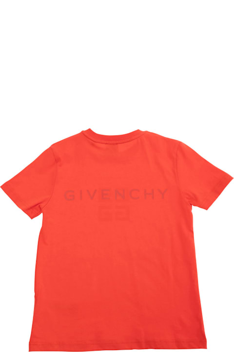 Sale for Kids Givenchy Red Crewneck T-shirt With 4g Logo On The Front And Logo Lettering On The Rear In Cotton Boy