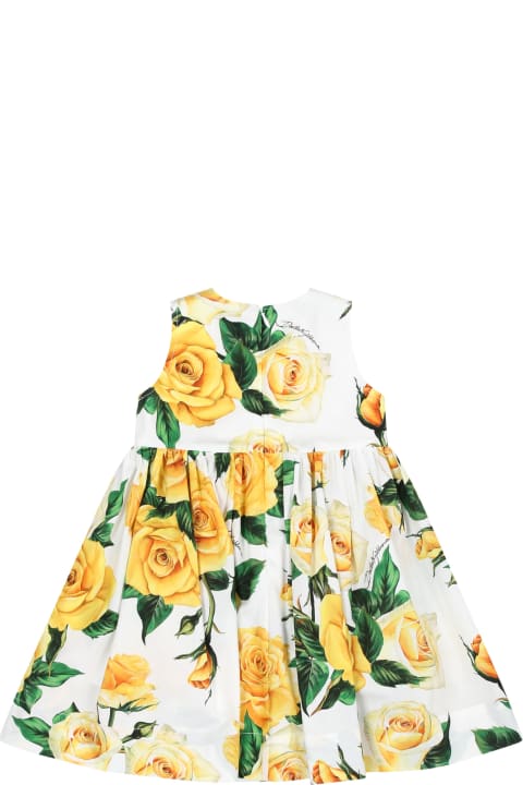 White Elegant Dress For Baby Girl With Flowering Pattern