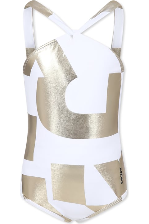 Homeware DKNY White Swimsuit For Girl With Logo