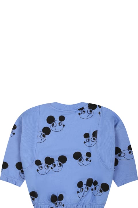 Mini Rodini Clothing for Baby Girls Mini Rodini Light Blue Sweatshirt For Baby Boy With Mice