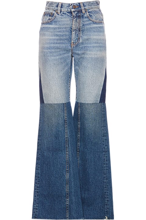 الجينز لـ السيدات Chloé Flared Patchwork Denim Jeans