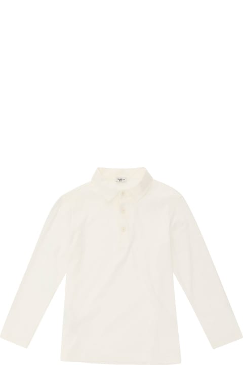 ボーイズ Il GufoのTシャツ＆ポロシャツ Il Gufo White Long Sleeve Polo Shirt In Cotton And Linen Boy
