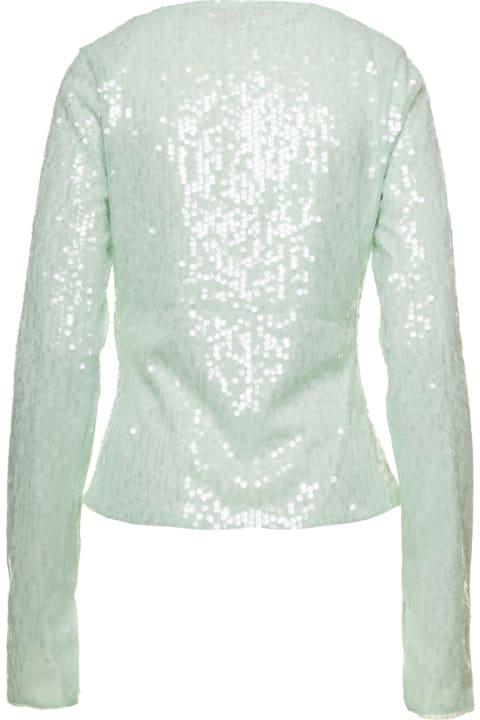 Rotate by Birger Christensen Sweaters for Women Rotate by Birger Christensen Green Long Sleeve Top With All-over Sequins In Recycled Fabric Woman