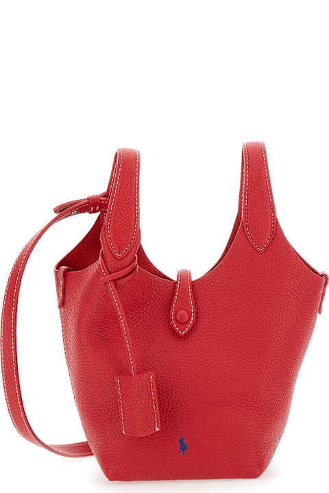 Homeware Ralph Lauren 'play' Red Handbag With Removable Shoulder Strap And Pony Embroidery On The Front In Leather Woman