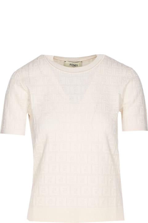 Fendi Sale for Women Fendi Ff Logo Knitted T-shirt
