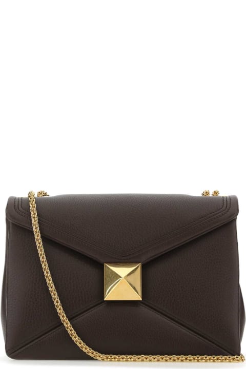 Fashion for Women Valentino Garavani Dark Brown Leather One Stud Shoulder Bag