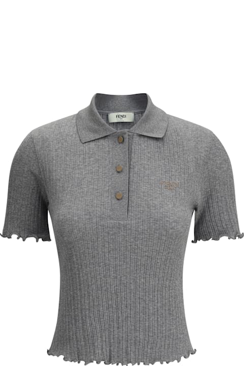 Fendi Ribbed Polo T-shirt