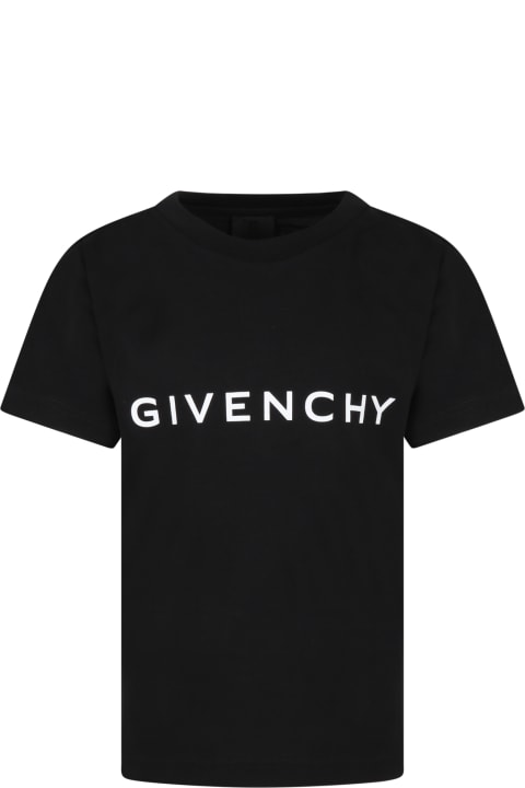 Black T-shirt For Boy With White Logo