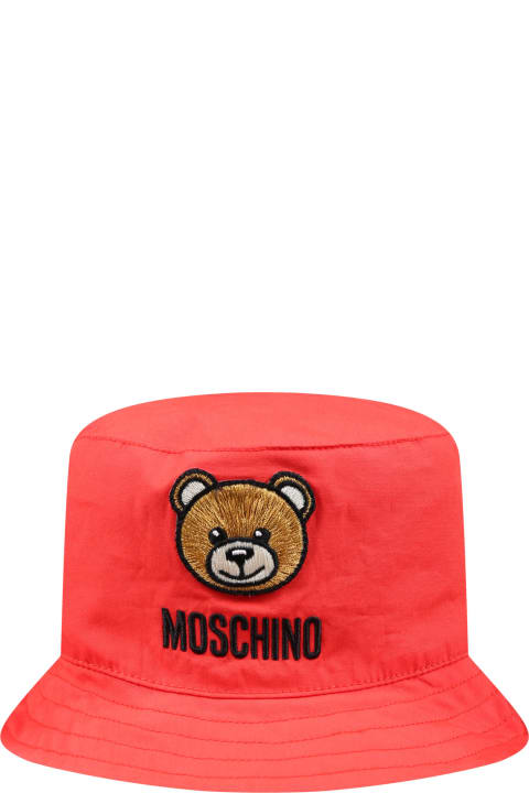 Fashion for Baby Girls Moschino Red Cloche For Baby Kids With Teddy Bear