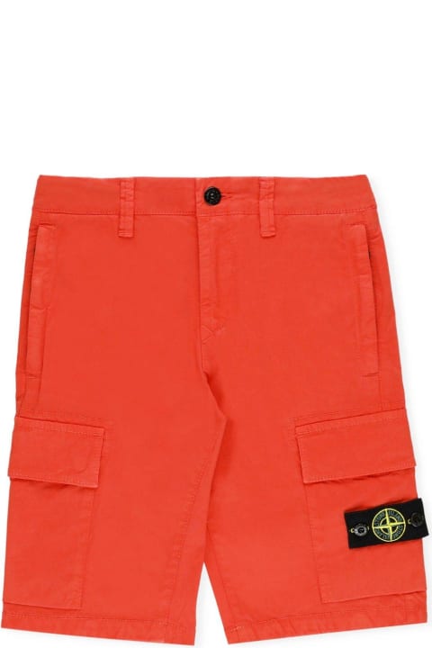 Bottoms for Boys Stone Island Compass Patch Knee-length Cargo Shorts