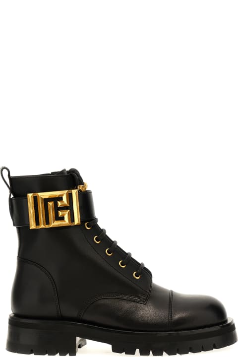 Balmain Charlie Monogram Lace-Up Army Booties