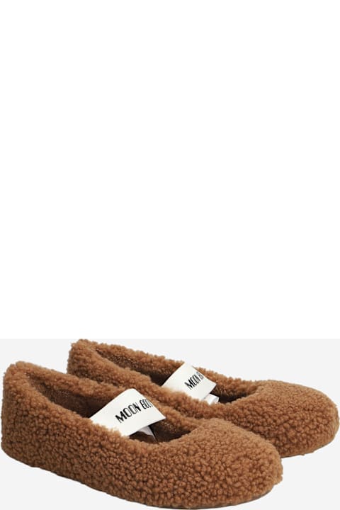 Moon Boot Shearling Ballerina Flats With Logo