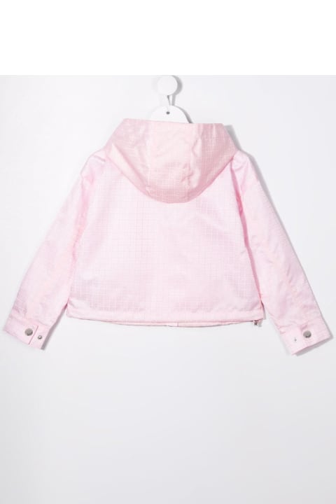 Kids Lightweight Jacket In Pink Technical Fabric With Logo And 4g Motif