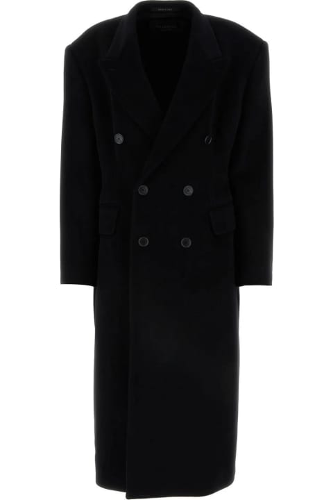 ウィメンズ Balenciagaのコート＆ジャケット Balenciaga Black Cashmere Blend Oversize Cinched Coat