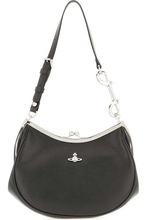 Vivienne Westwood for Women Vivienne Westwood Black Leather Charm Frame Shoulder Bag