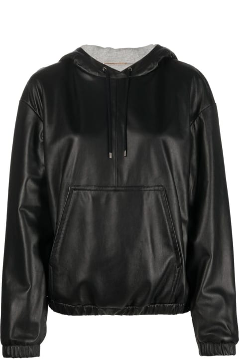 Saint Laurent Coats & Jackets for Women Saint Laurent Leather Hoodded Top