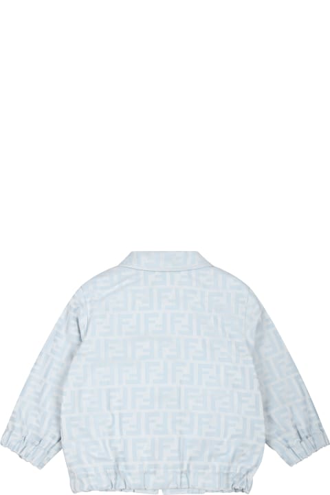 Homeware Fendi Light Blue Jacket For Baby Boy With Double F