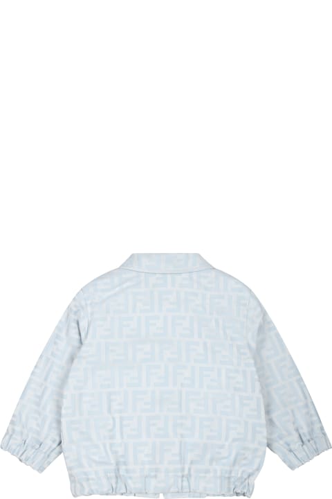 ベビーボーイズ ボディスーツ＆セットアップ Fendi Light Blue Jacket For Baby Boy With Double F