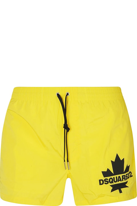 Pants for Men Dsquared2 Leaf Logo Print Swim Shorts