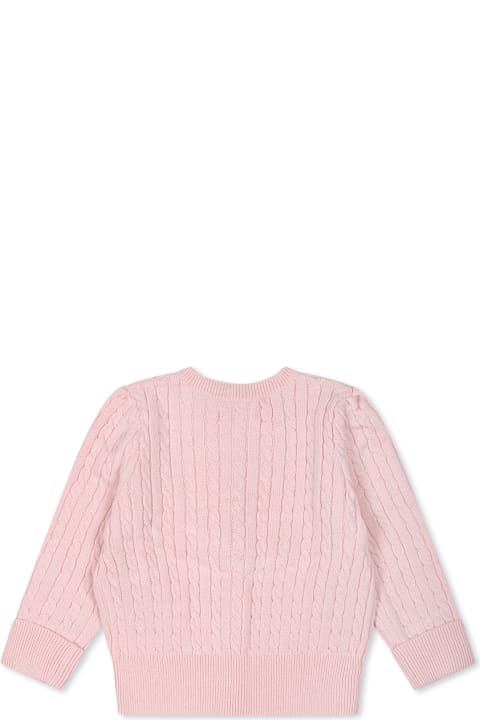 Topwear for Baby Boys Ralph Lauren Pink Cardigan For Babygirl With Iconic Pony
