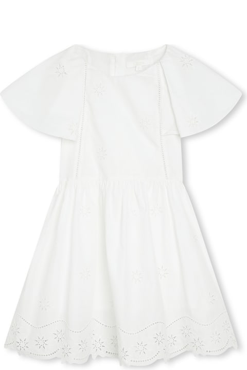 Dresses for Girls Chloé White Cotton Dress With Stars