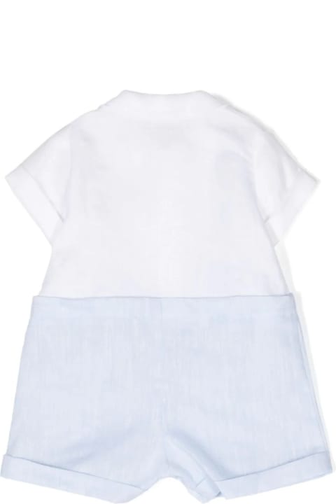 Fashion for Baby Boys Il Gufo Two-tone Linen Romper In White And Light Blue