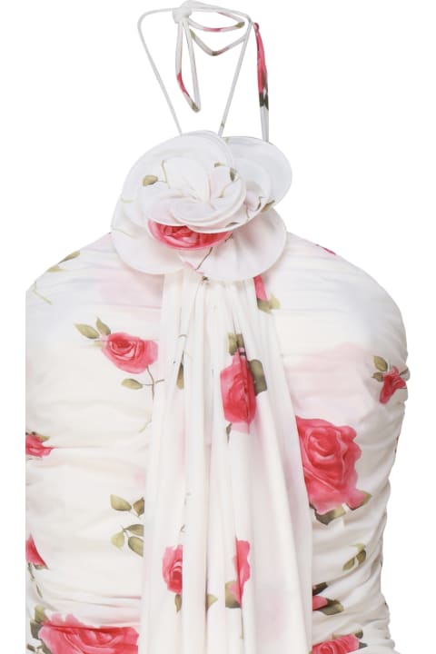 ウィメンズ Magda Butrymのワンピース＆ドレス Magda Butrym Wrap Dress With Ruched Floral Applique And Cream Print