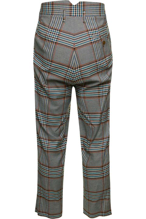 Vivienne Westwood for Men Vivienne Westwood Grey High-waisted Pants With Check Motif In Viscose And Wool Blend Man